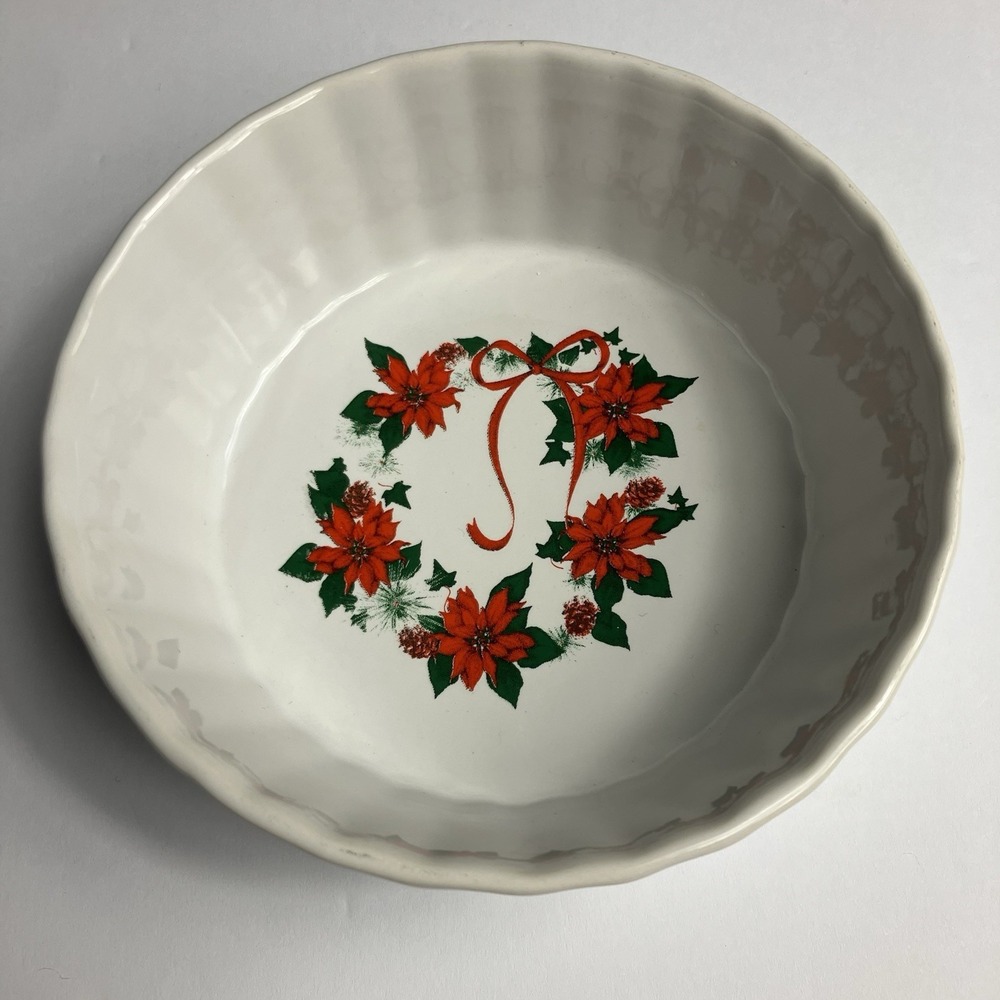 Nantucket Xmas Poinsettia Ribbon Dish